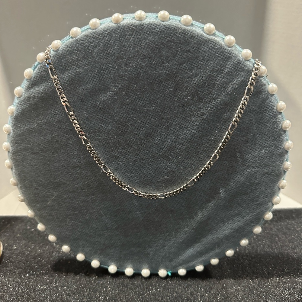 Monet Silver Tine Figaro Chain Necklace - White